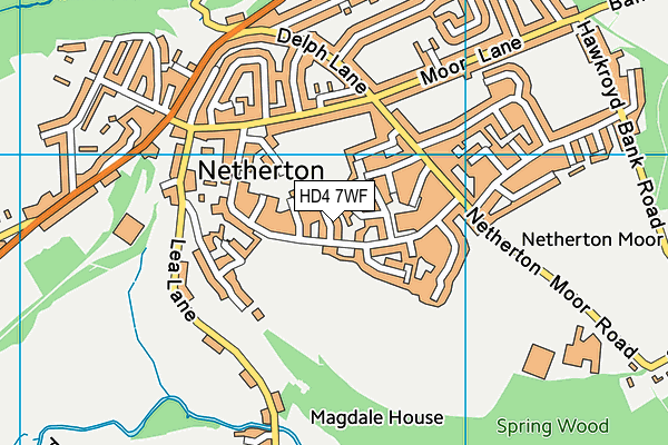 HD4 7WF map - OS VectorMap District (Ordnance Survey)