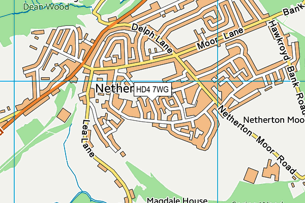 HD4 7WG map - OS VectorMap District (Ordnance Survey)