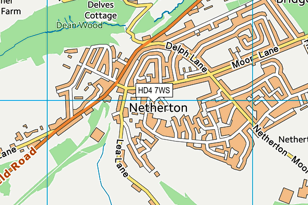 HD4 7WS map - OS VectorMap District (Ordnance Survey)