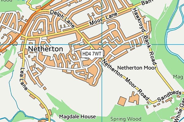 HD4 7WT map - OS VectorMap District (Ordnance Survey)