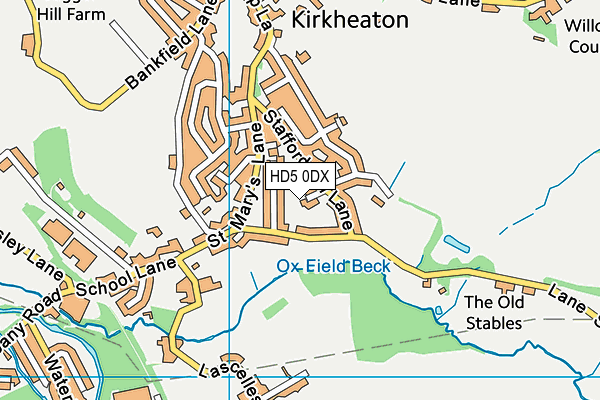 HD5 0DX map - OS VectorMap District (Ordnance Survey)