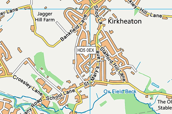 HD5 0EX map - OS VectorMap District (Ordnance Survey)