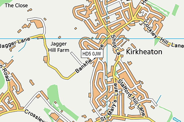 Kirkheaton Cricket Club map (HD5 0JW) - OS VectorMap District (Ordnance Survey)