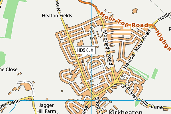 HD5 0JX map - OS VectorMap District (Ordnance Survey)