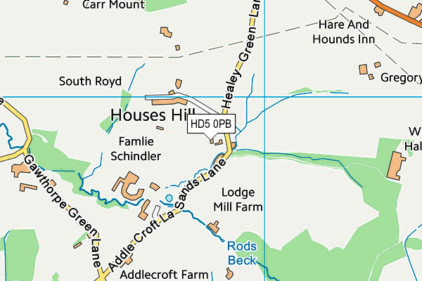 HD5 0PB map - OS VectorMap District (Ordnance Survey)