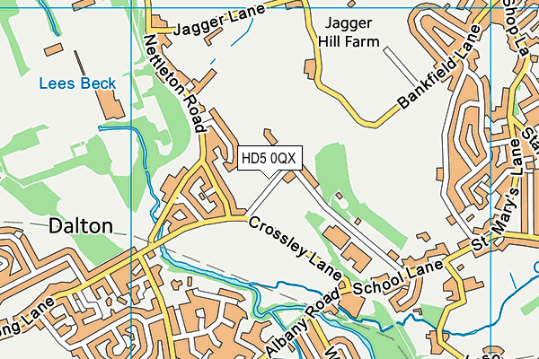 HD5 0QX map - OS VectorMap District (Ordnance Survey)