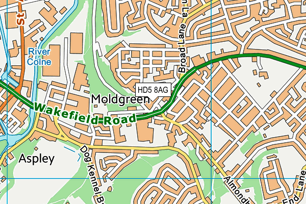 HD5 8AG map - OS VectorMap District (Ordnance Survey)