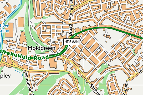 HD5 8AN map - OS VectorMap District (Ordnance Survey)