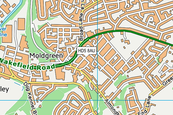 HD5 8AU map - OS VectorMap District (Ordnance Survey)