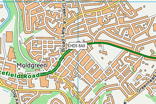 HD5 8AX map - OS VectorMap District (Ordnance Survey)