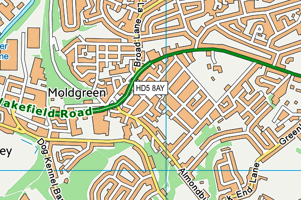 HD5 8AY map - OS VectorMap District (Ordnance Survey)