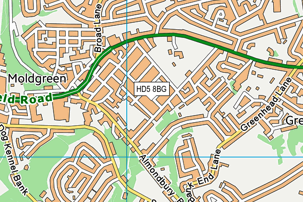 HD5 8BG map - OS VectorMap District (Ordnance Survey)