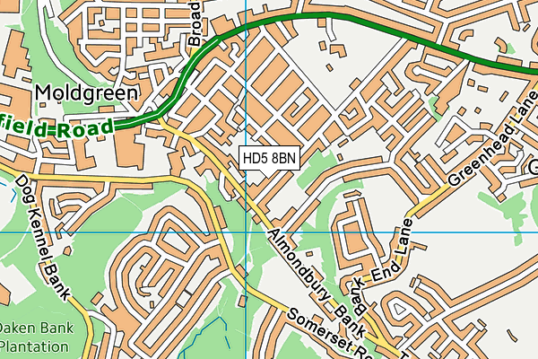 HD5 8BN map - OS VectorMap District (Ordnance Survey)
