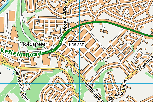 HD5 8BT map - OS VectorMap District (Ordnance Survey)