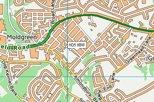HD5 8BW map - OS VectorMap District (Ordnance Survey)
