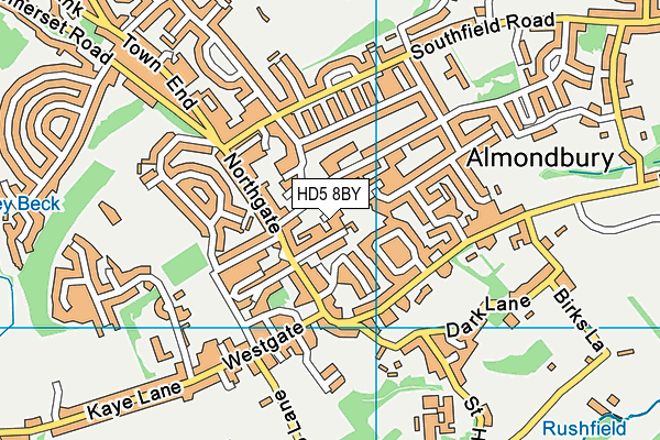 HD5 8BY map - OS VectorMap District (Ordnance Survey)