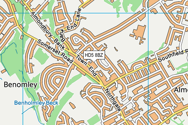 HD5 8BZ map - OS VectorMap District (Ordnance Survey)
