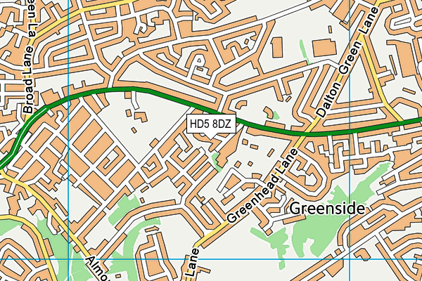 HD5 8DZ map - OS VectorMap District (Ordnance Survey)