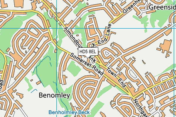 HD5 8EL map - OS VectorMap District (Ordnance Survey)