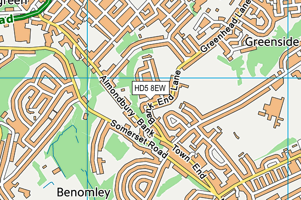 HD5 8EW map - OS VectorMap District (Ordnance Survey)