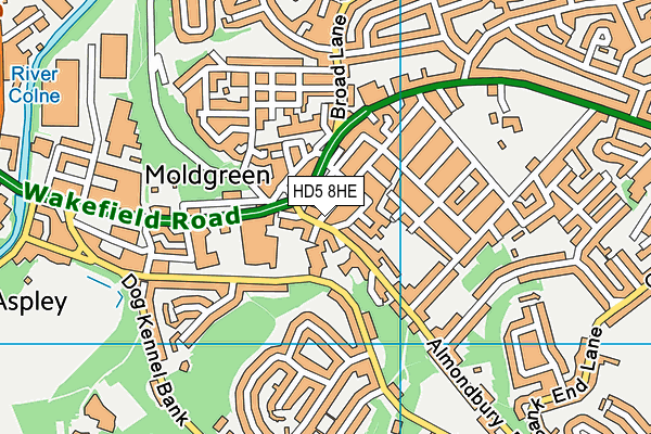 HD5 8HE map - OS VectorMap District (Ordnance Survey)