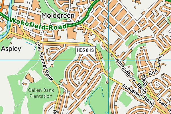 HD5 8HS map - OS VectorMap District (Ordnance Survey)