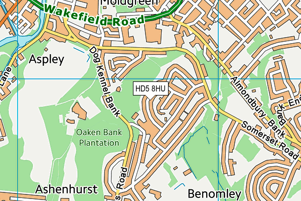 HD5 8HU map - OS VectorMap District (Ordnance Survey)