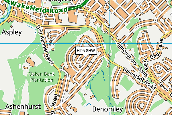 HD5 8HW map - OS VectorMap District (Ordnance Survey)