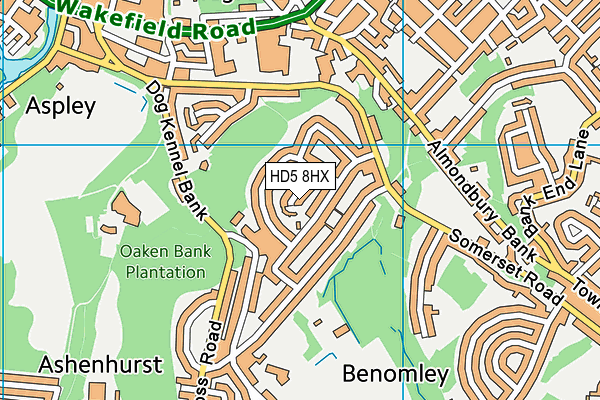 HD5 8HX map - OS VectorMap District (Ordnance Survey)