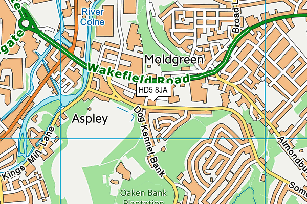 HD5 8JA map - OS VectorMap District (Ordnance Survey)