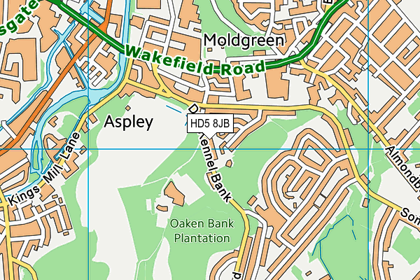 HD5 8JB map - OS VectorMap District (Ordnance Survey)