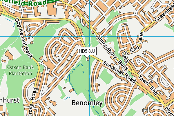 HD5 8JJ map - OS VectorMap District (Ordnance Survey)