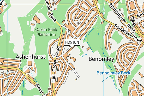 Longley Community Sports Club map (HD5 8JN) - OS VectorMap District (Ordnance Survey)