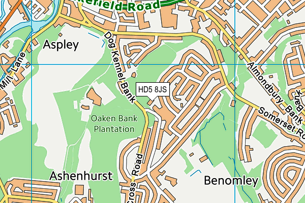 HD5 8JS map - OS VectorMap District (Ordnance Survey)
