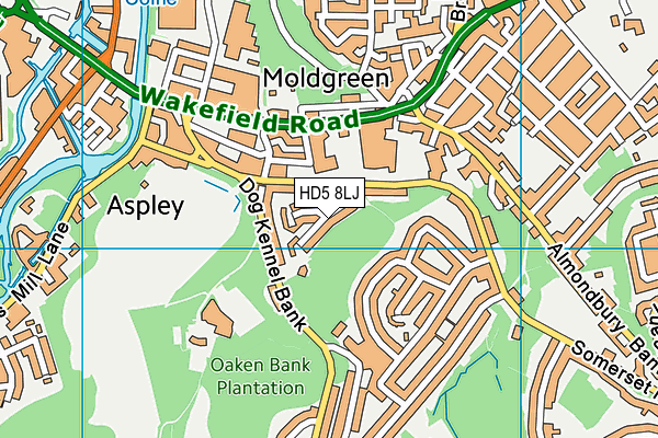 HD5 8LJ map - OS VectorMap District (Ordnance Survey)