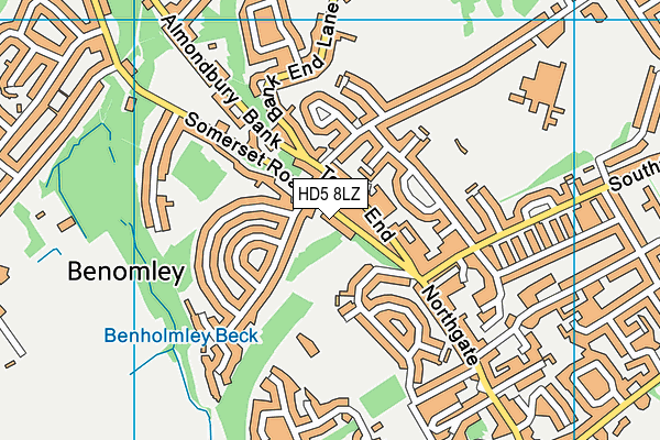 HD5 8LZ map - OS VectorMap District (Ordnance Survey)