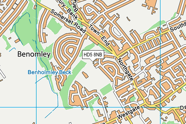 HD5 8NB map - OS VectorMap District (Ordnance Survey)