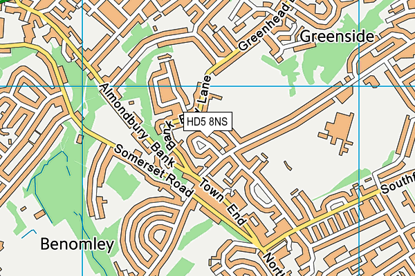 HD5 8NS map - OS VectorMap District (Ordnance Survey)