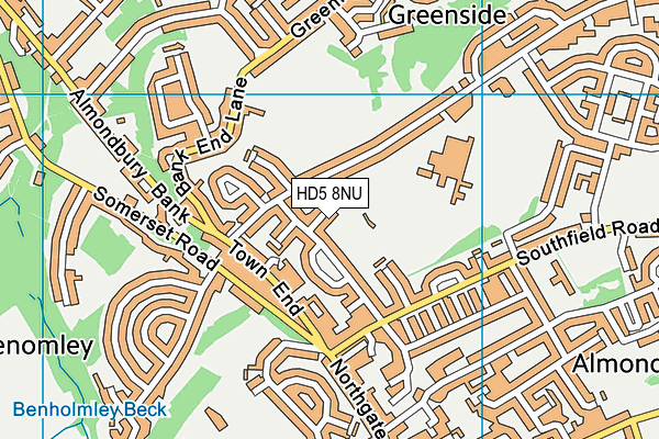 Almondbury Cricket Club map (HD5 8NU) - OS VectorMap District (Ordnance Survey)