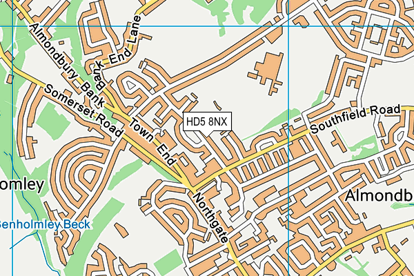 HD5 8NX map - OS VectorMap District (Ordnance Survey)