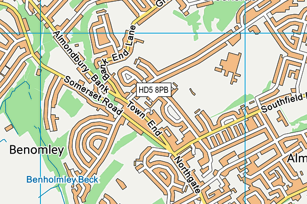 HD5 8PB map - OS VectorMap District (Ordnance Survey)