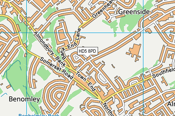 HD5 8PD map - OS VectorMap District (Ordnance Survey)