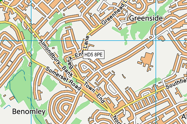 HD5 8PE map - OS VectorMap District (Ordnance Survey)