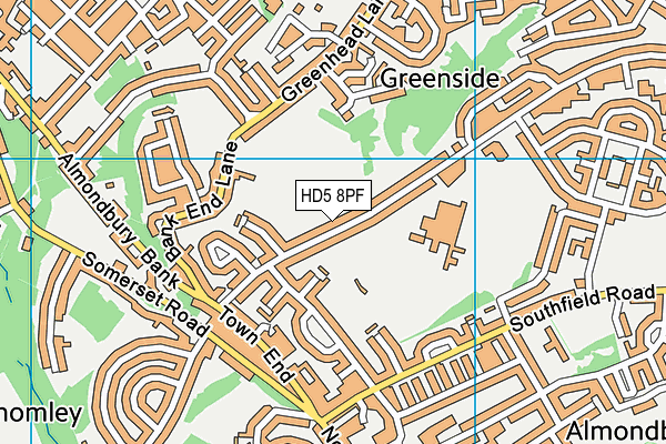 HD5 8PF map - OS VectorMap District (Ordnance Survey)