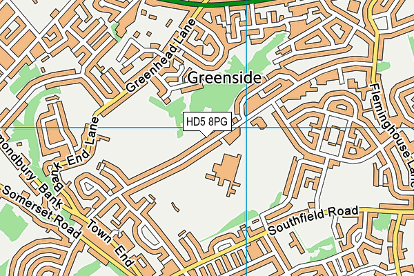 HD5 8PG map - OS VectorMap District (Ordnance Survey)