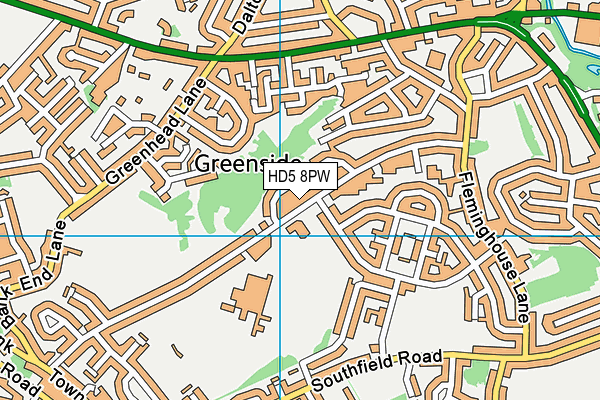 HD5 8PW map - OS VectorMap District (Ordnance Survey)