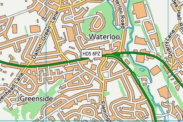 HD5 8PZ map - OS VectorMap District (Ordnance Survey)