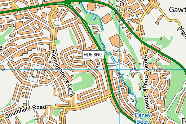 HD5 8RG map - OS VectorMap District (Ordnance Survey)