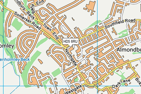 HD5 8RU map - OS VectorMap District (Ordnance Survey)