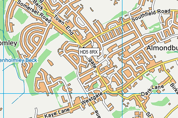 HD5 8RX map - OS VectorMap District (Ordnance Survey)